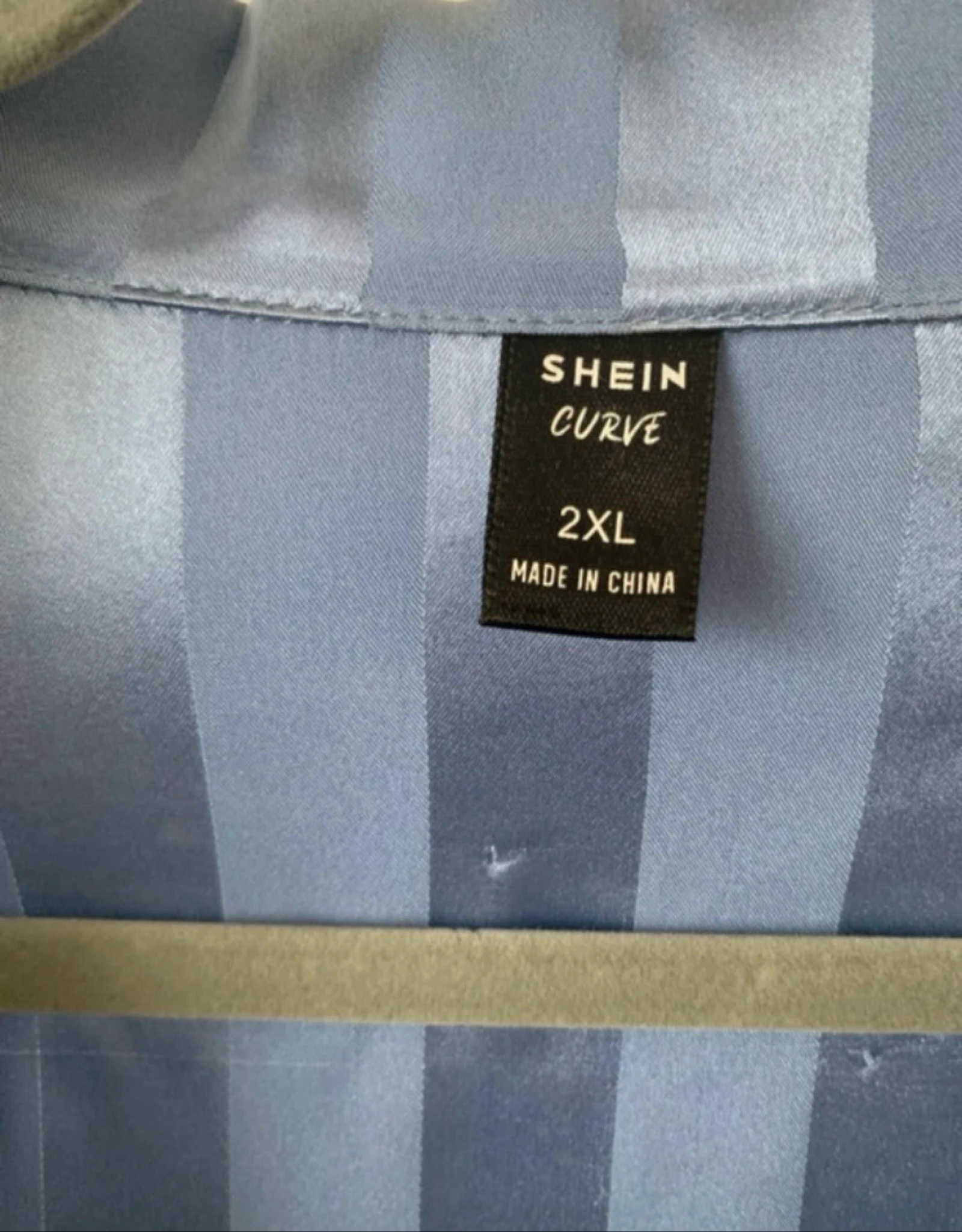Blue Satin Stripe Blouse for Women - Size 2XL Curve – photo 3